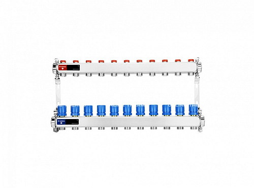 Коллекторная группа Varmega из нержавеющей стали 1" на 11 контуров без расходомеров