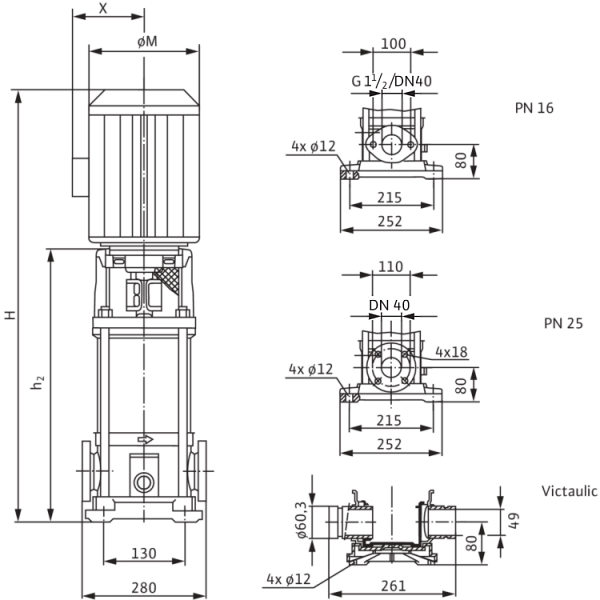 Вертикальный многоступенчатый насос Wilo Multivert MVI 802 (3~400 V, EPDM, PN 16)