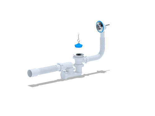 Сифон для ванны АНИ регулируемый 1 1/2"*40, в комплекте гибкая труба 40*50