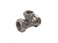 Тройник 20-15-20 никелированный для гофрированной трубы Lavita