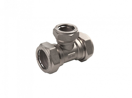 Тройник 20-15-20 никелированный для гофрированной трубы Lavita