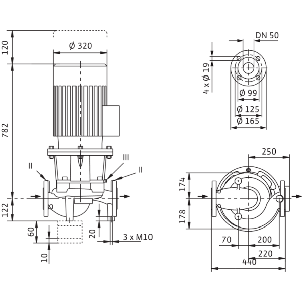 Циркуляционный насос с сухим ротором в исполнении Inline с фланцевым соединением Wilo CronoLine-IL 50/250-18,5/2