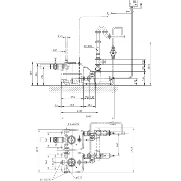 Напорная установка отвода сточной воды Wilo DrainLift XXL 1080-2/3,9