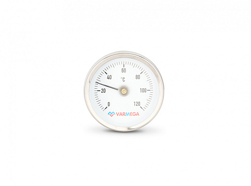 Термометр биметаллический Varmega накладной с пружиной, Ø корпуса=63 мм, t=0...120°С