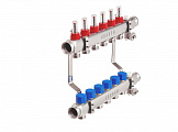 Коллекторная группа Uranum из нержавеющей стали 1" на 6 контуров с расходомерами
