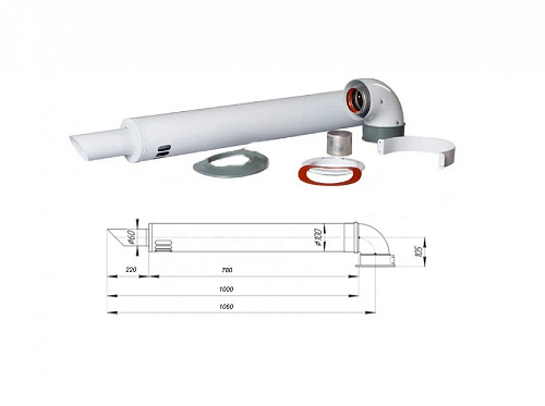 Комплект коаксиального дымохода 100/60, длина 1 м, антилёд FAVORIT