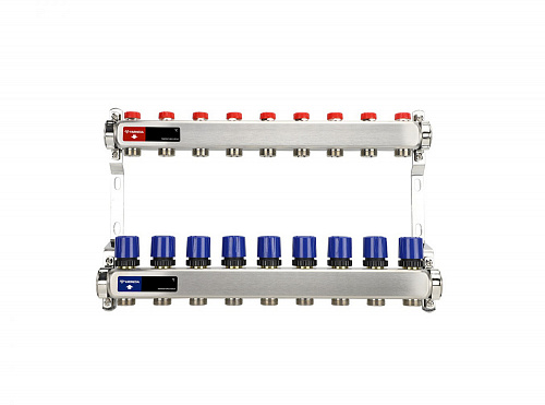 Коллекторная группа Varmega из нержавеющей стали 1" на 9 контуров без расходомеров