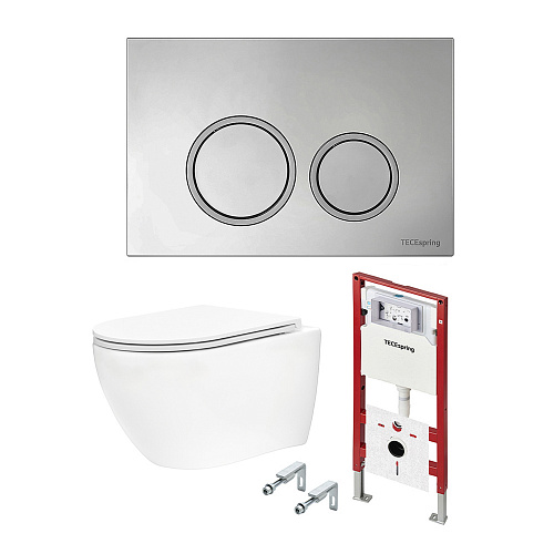 Комплект TECEspring Base, панель смыва с круглыми кнопками, хром глянцевый, унитаз модель R