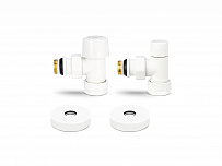 Клапан запорный 1/2" x 3/4"EK н.р.-в.р. Varmega VMDV10-110415, комплект, угловой (белый)