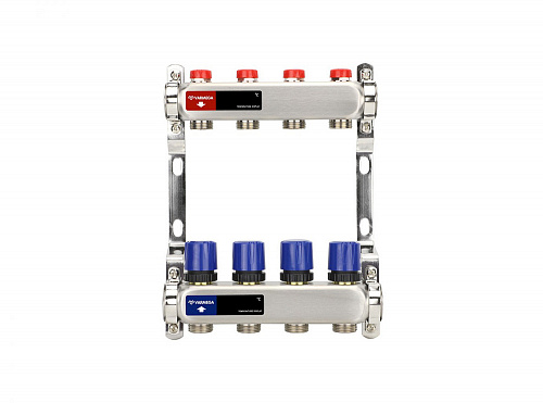 Коллекторная группа Varmega из нержавеющей стали 1" на 4 контура без расходомеров