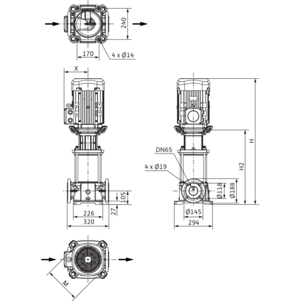 Вертикальный многоступенчатый насос Wilo Helix FIRST V 3602-5/16/E/S/