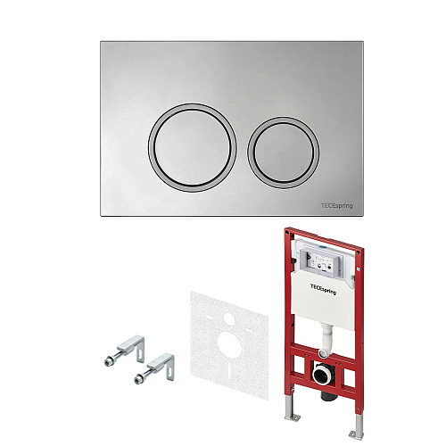 Комплект TECEspring Base, панель смыва с круглыми кнопками, хром глянцевый