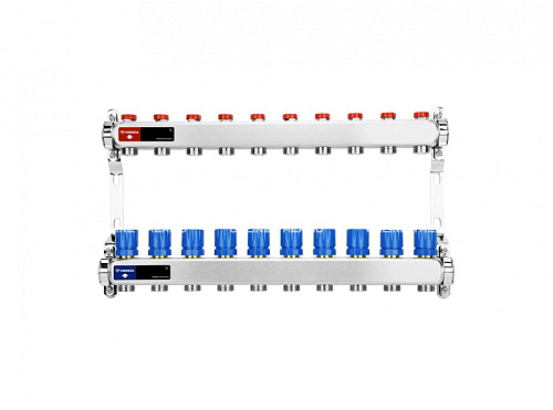 Коллекторная группа Varmega из нержавеющей стали 1" на 10 контуров без расходомеров