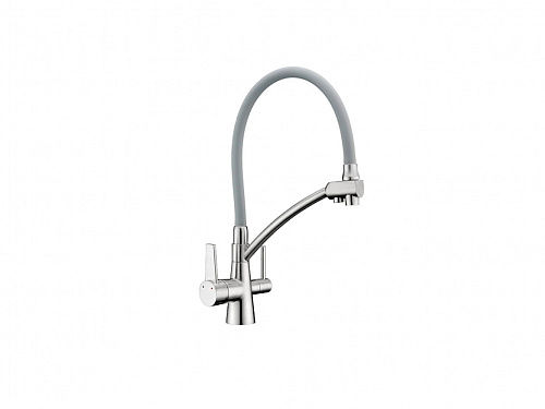 Смеситель для кухни GAPPO G4398-17 с краном для фильтра и гибким изливом, цвет: хром-серый
