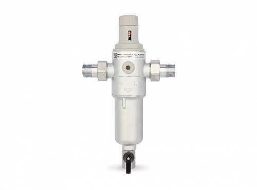 Сетчатый промывной комбинированный фильтр Varmega, НР 1/2", с редуктором давления