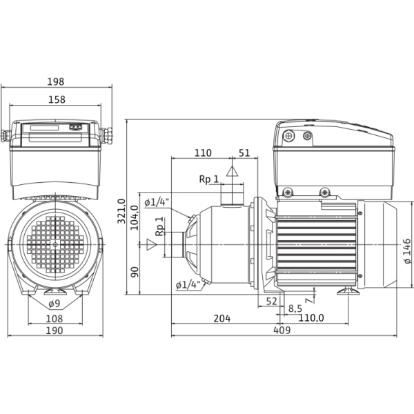 Центробежный насос Wilo Economy MHIE 203N (3~380/400/440 V, FKM)
