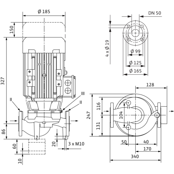 Циркуляционный насос с сухим ротором в исполнении Inline с фланцевым соединением Wilo VeroLine-IPL 50/160-0,55/4