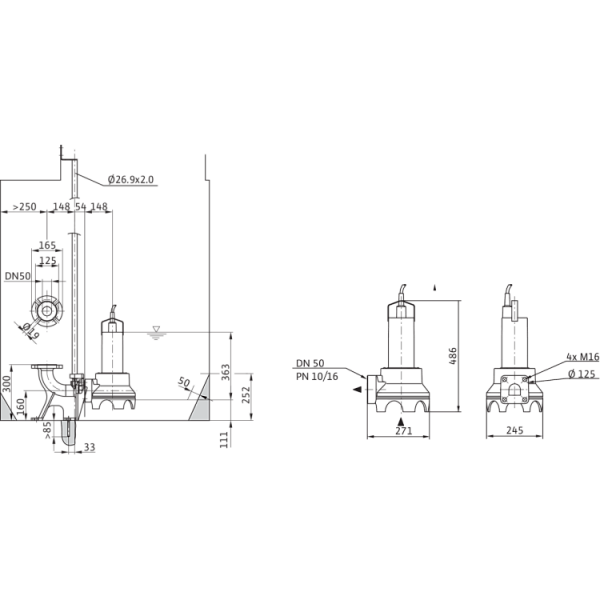 Погружной насос для сточных вод Drain TP 50 E 107/7,5-A (1~230 V)