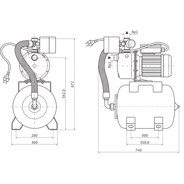Насосная станция Wilo HWJ 204 EM-50/2 (бак 50 литров)