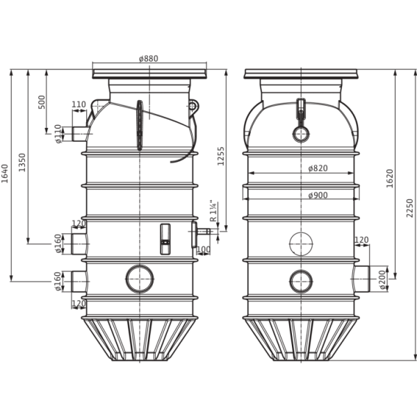 Насосная шахта из синтетического материала для установки в грунт Wilo Port 800.1-2250-03C (MTC 32F49-F55)