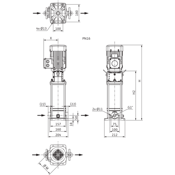 Вертикальный многоступенчатый насос Wilo Helix V 418-1/16/E/S
