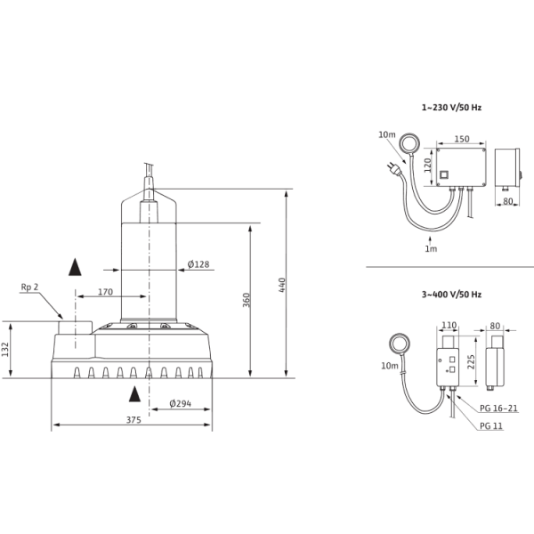 Погружной насос для сточных вод Wilo Drain TS 50 H 111/11 CEE (3~400 В)