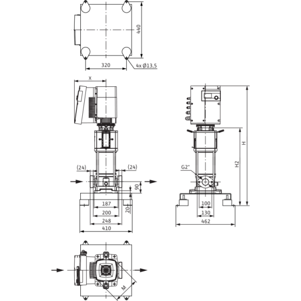 Вертикальный многоступенчатый насос Wilo Helix EXCEL 1604-1/16/E/KS
