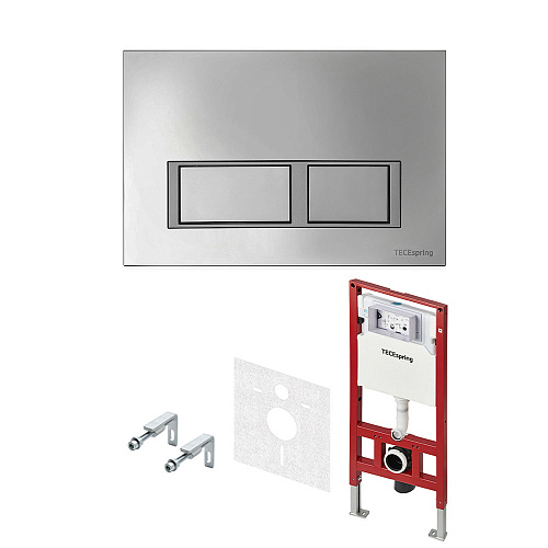 Комплект TECEspring Base, панель смыва с прямоугольными кнопками, хром глянцевый