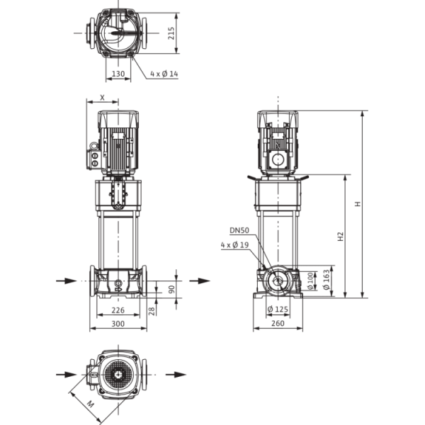 Вертикальный многоступенчатый насос Wilo Helix V 2205-4/16/E/S/