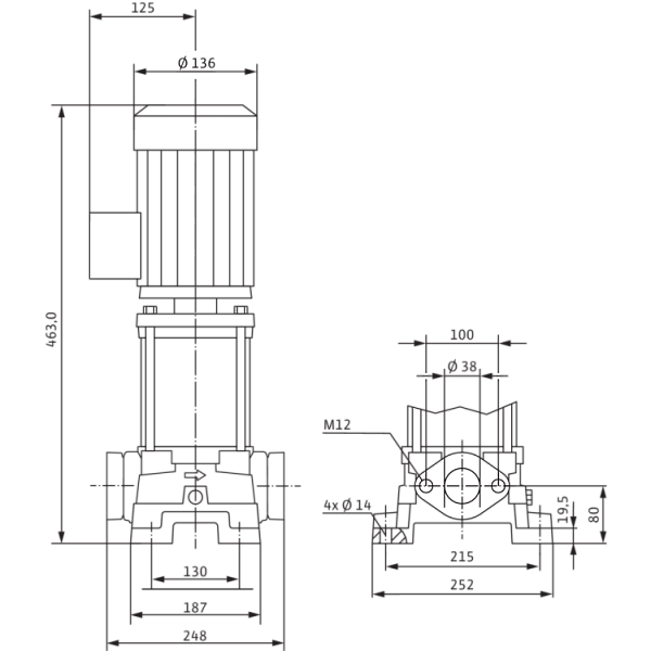 Вертикальный многоступенчатый насос Wilo Multivert MVIL 902 (1~230 В)