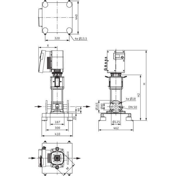 Вертикальный многоступенчатый насос Wilo Helix EXCEL 1607-2/25/V/KS