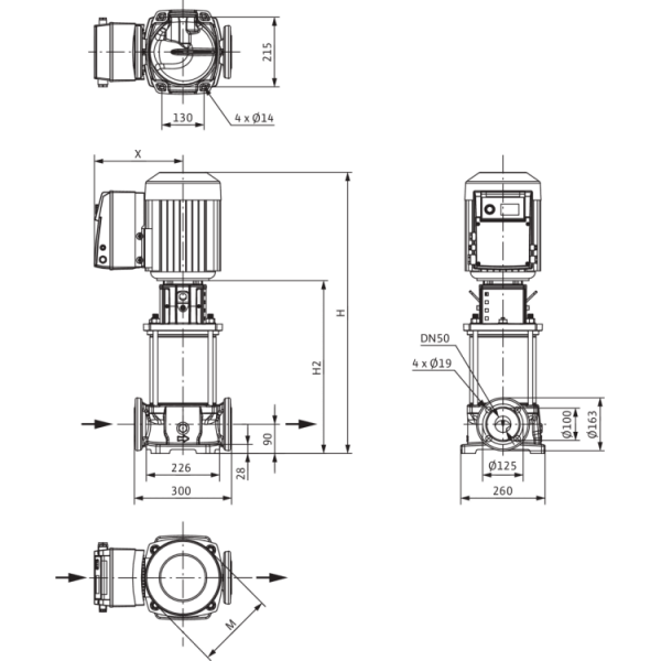 Вертикальный многоступенчатый насос Wilo Helix VE 2205-4/16/E/KS/