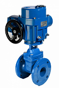 Задвижка чугунная с обрезиненным клином REON тип RSV61 с электроприводом 220В DN 125 PN16