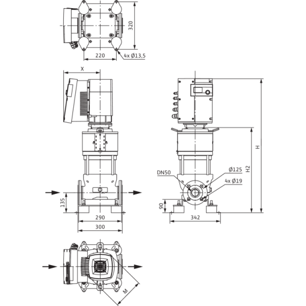 Вертикальный многоступенчатый насос Wilo Helix EXCEL 2203-5.5-2/16/V/KS
