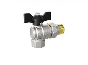 Кран шаровой угловой с американкой LD Pride 1/2" н.р.-в.р. (ручка бабочка)