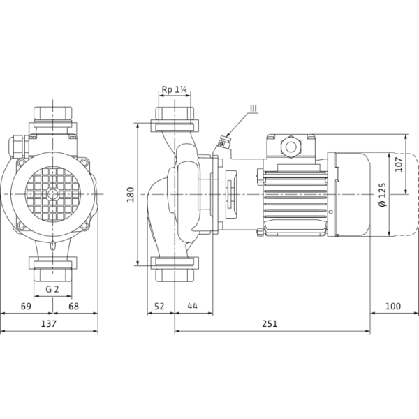 Циркуляционный насос с сухим ротором в исполнении Inline с фланцевым соединением Wilo VeroLine-IPL 30/85-0,18/2