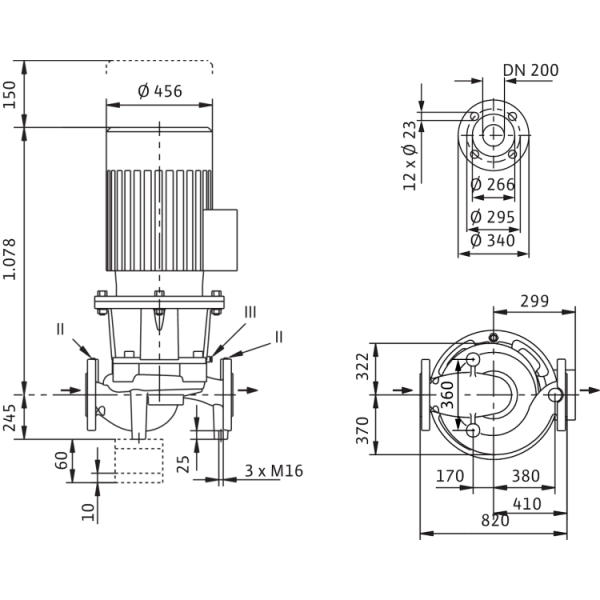 Циркуляционный насос с сухим ротором в исполнении Inline с фланцевым соединением Wilo CronoLine-IL 200/300-37/4