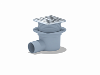 Трап для душа регулируемый 50 (100*100) мм, горизонтальный, нержавеющая решетка, серый, АниПласт ТА5602