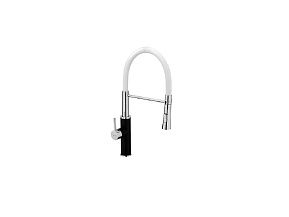 Смеситель для кухни FRAP F4452-7 с гибким изливом, цвет: хром-черный-белый