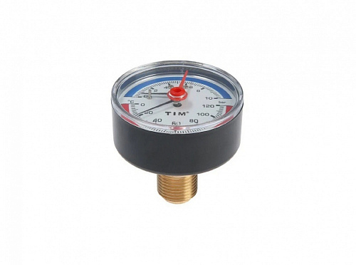 Термоманометр аксиальный 10 бар TIM 1/2" н.р., Ø корпуса=63 мм, t=0...120°С