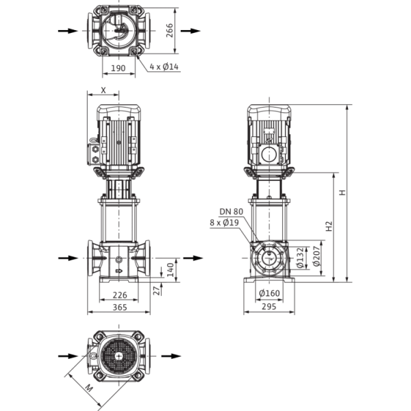 Вертикальный многоступенчатый насос Wilo Helix FIRST V 5203-5/16/E/S/