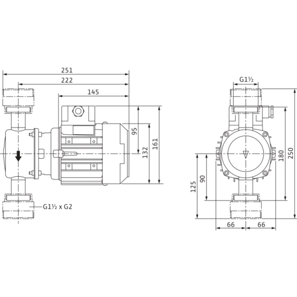 Циркуляционный насос с сухим ротором в исполнении Wilo Inline VeroLine IP-Z 25/2 DM