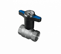 Кран шаровой Herz MODUL 1/2" в.р.-в.р. с термометром (ручка синяя бабочка)