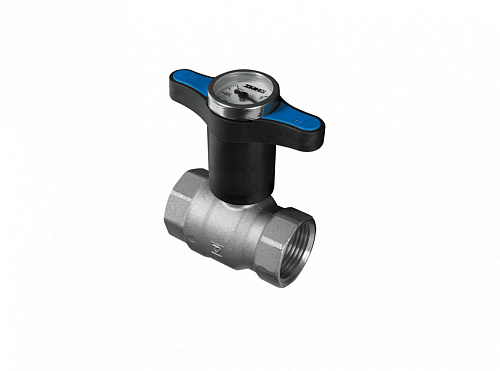 Кран шаровой Herz MODUL 1/2" в.р.-в.р. с термометром (ручка синяя бабочка)