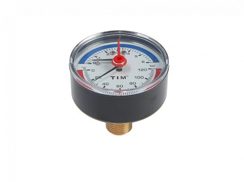 Термоманометр аксиальный 6 бар TIM 1/2" н.р., Ø корпуса=80 мм, t=0...120°С