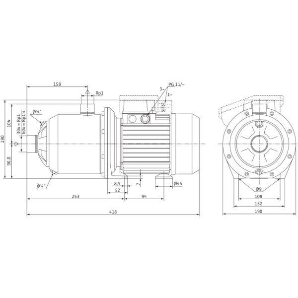 Поверхностный насос Wilo MultiPress MP 304 (3~230/400 В)