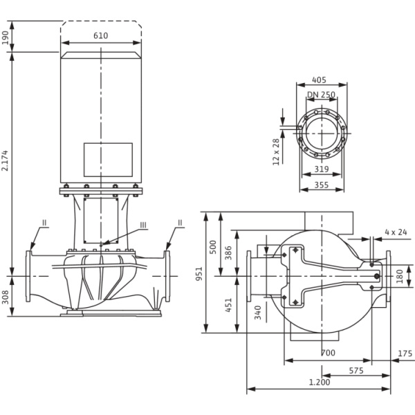 Циркуляционный насос с сухим ротором в исполнении Inline с фланцевым соединением Wilo CronoLine-IL 250/480-200/4