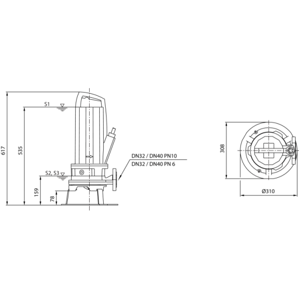 Фекальный насос Wilo Rexa CUT GE03.25/P-T25-2-540E
