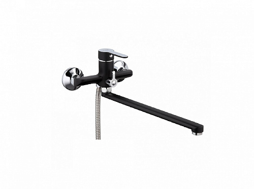 Смеситель для ванны FRAP F2249-6 с поворотным изливом 350 мм, цвет: хром/чёрный
