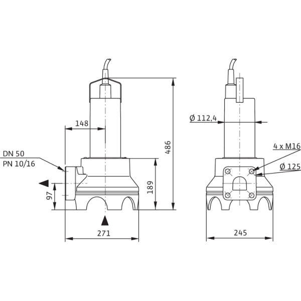 Погружной насос для сточных вод Drain TP 50 F 90/7,5 (3~400 V)
